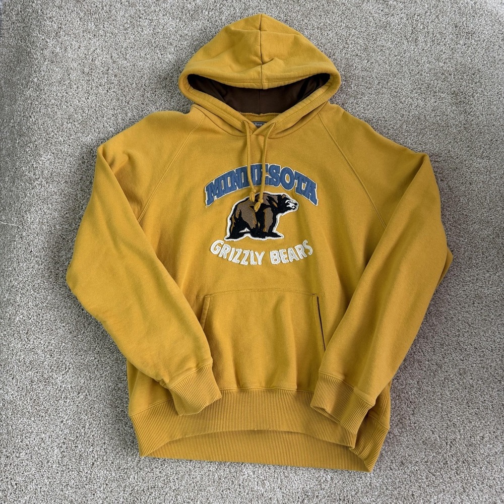 Y2K Minnesota Grizzly Bears Hoodie Mens XL Gold Fleece Urban Up Sweatshirt